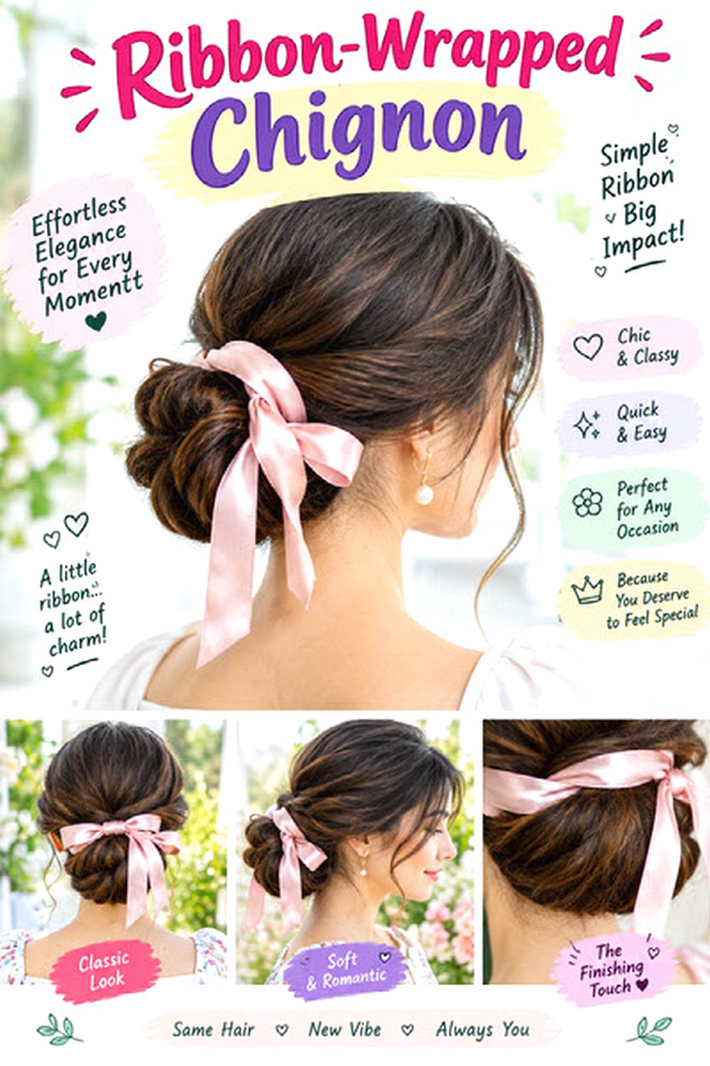 Ribbon-Wrapped Chignon hairstyle