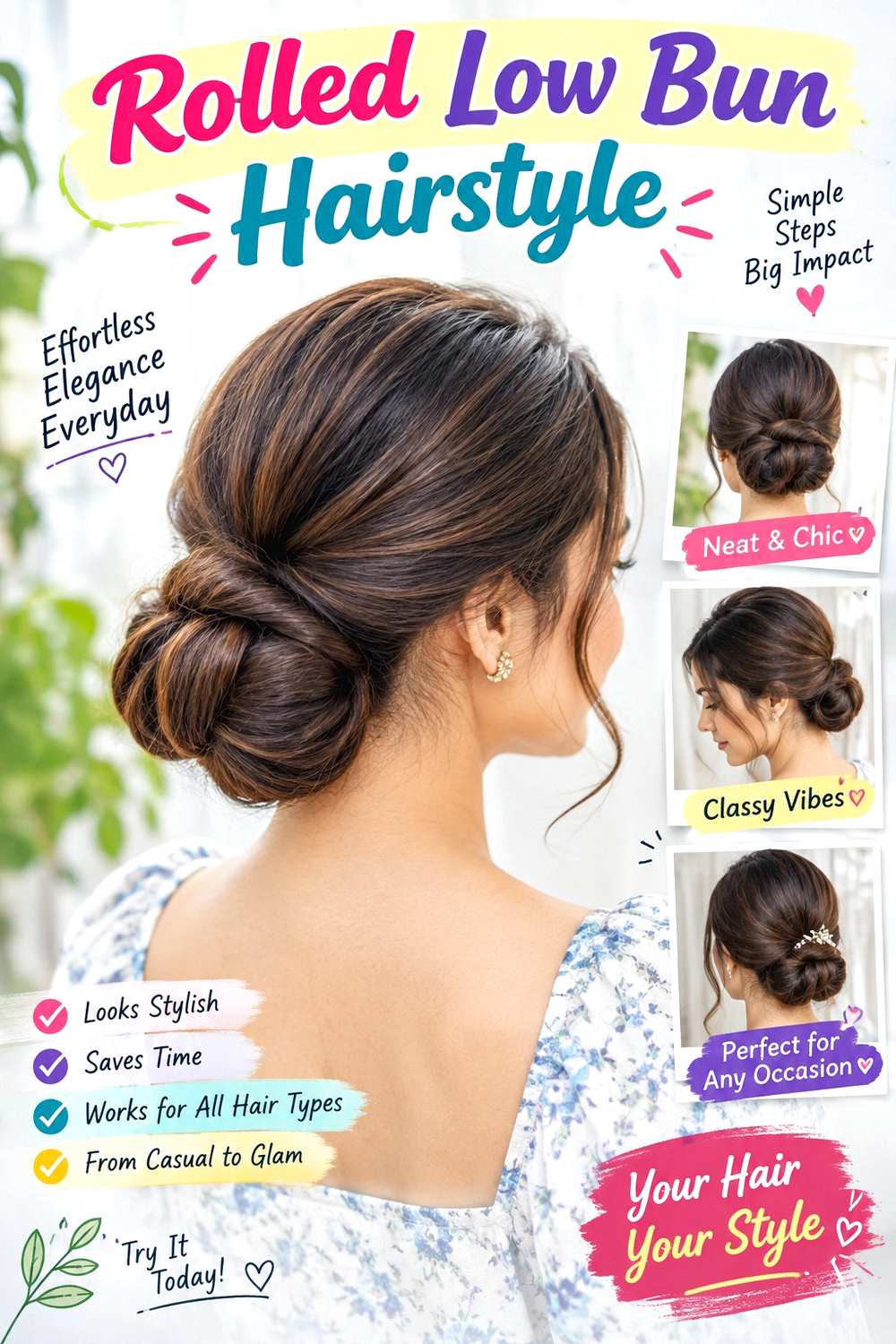 Rolled Low Bun Hairstyle ()