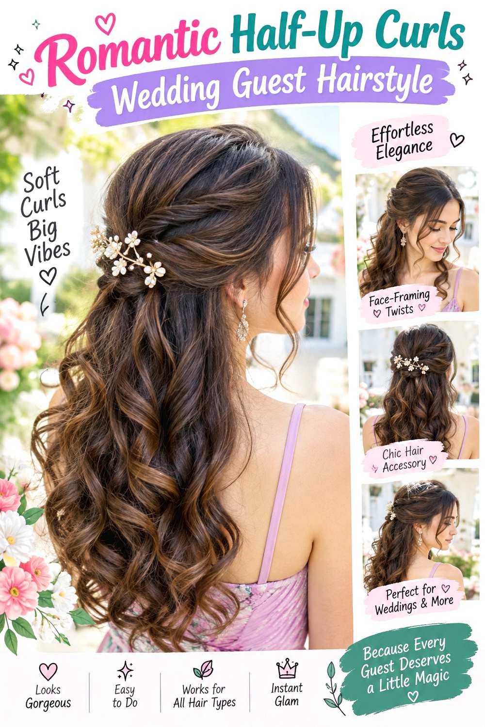 Romantic Half-Up Curls Wedding Guest Hairstyle