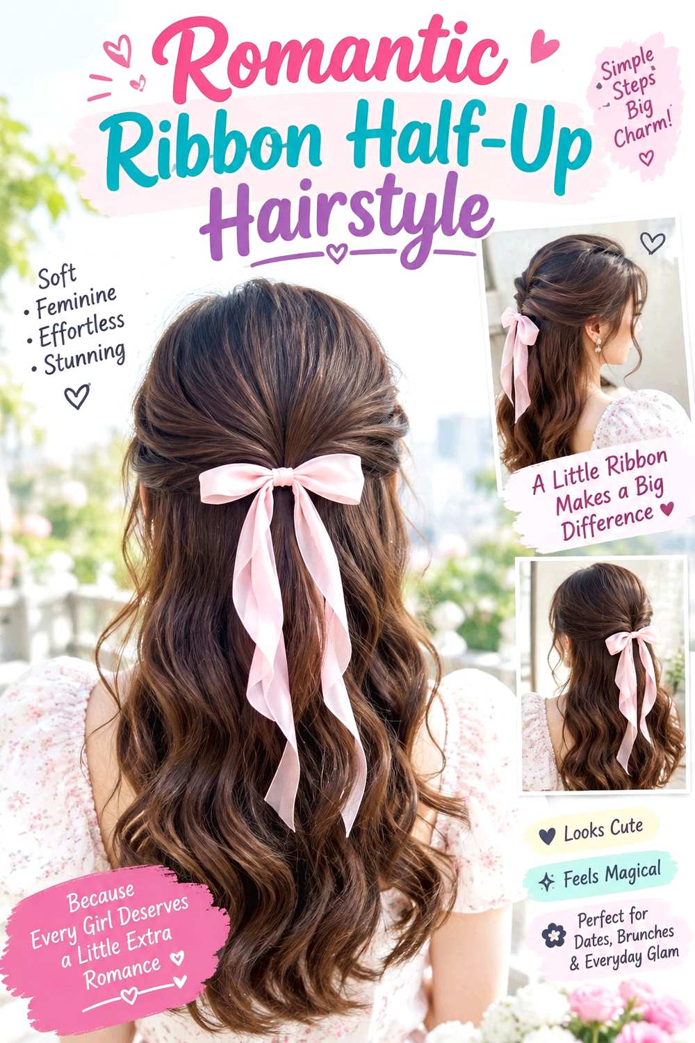 Romantic Ribbon Half-Up Hairstyle