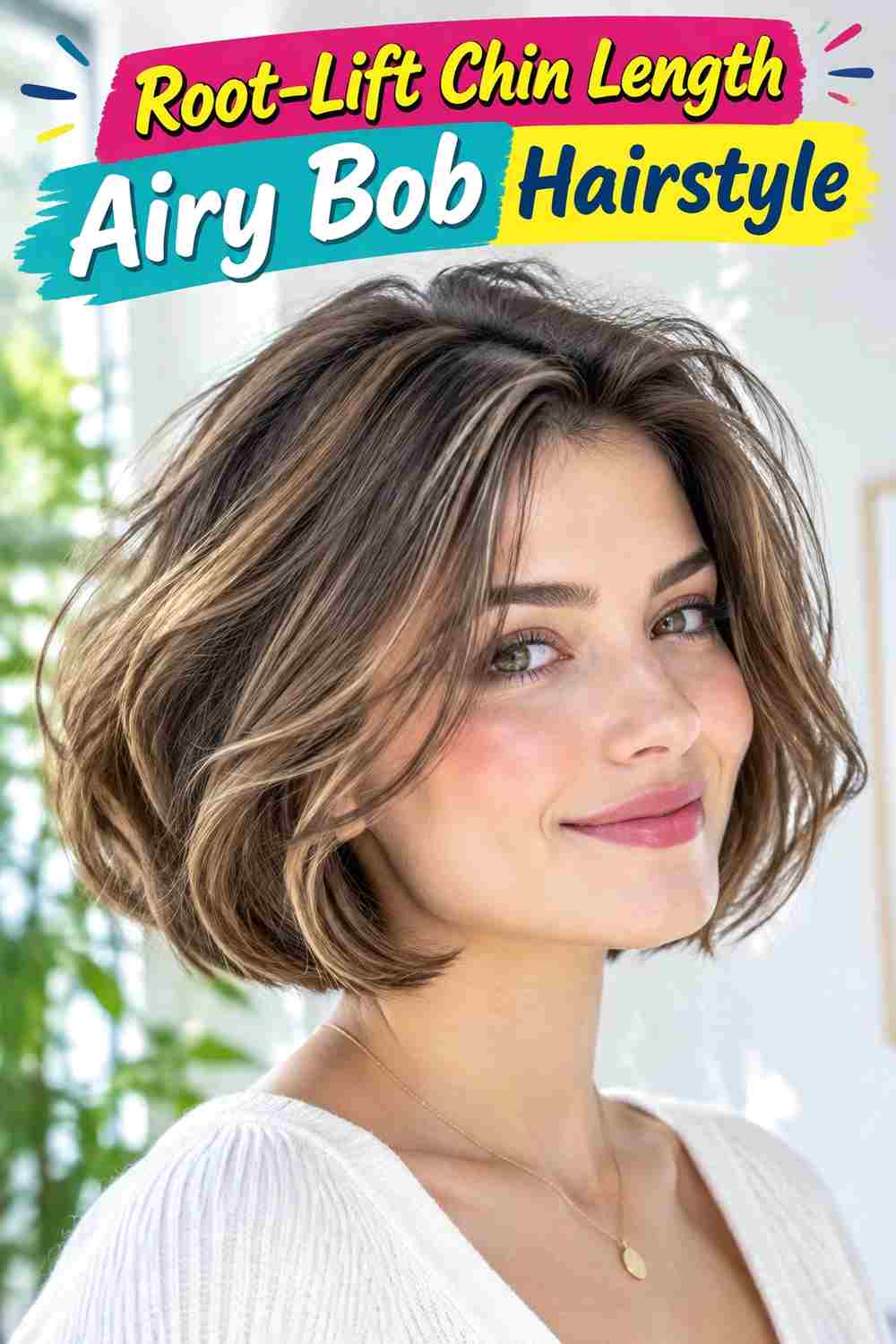 Root-Lift Chin Length Airy Bob Hairstyle