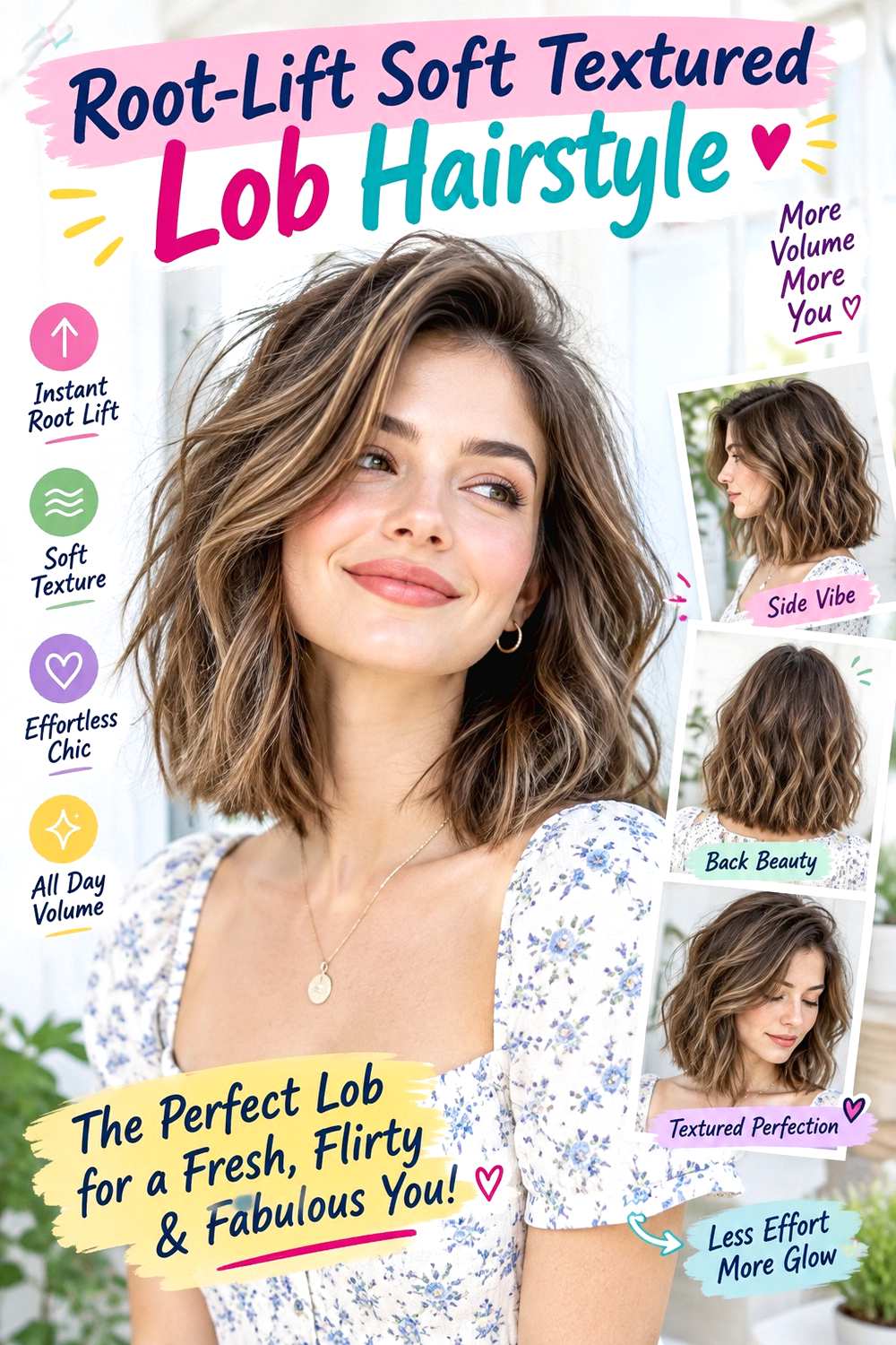 Root-Lift Soft Textured Lob Hairstyle