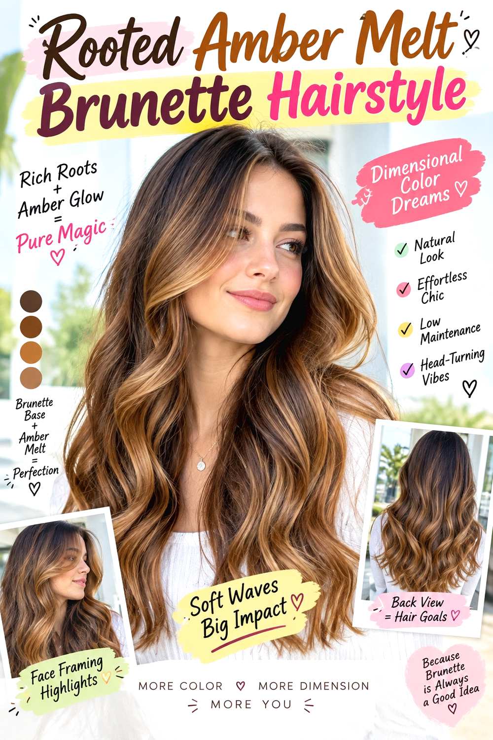 Rooted Amber Melt Brunette Hairstyle