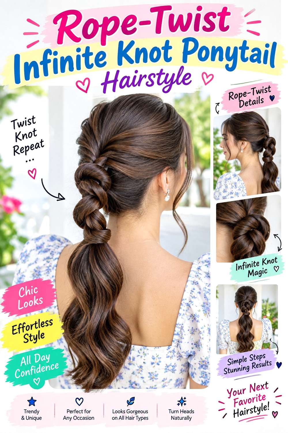 Rope-Twist Infinite Knot Ponytail Hairstyle