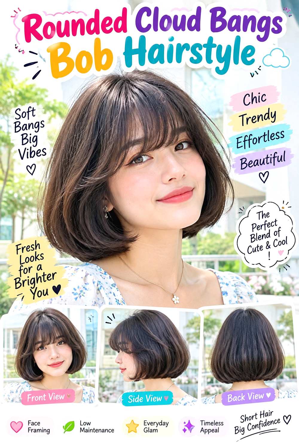 Rounded Cloud Bangs Bob Hairstyle