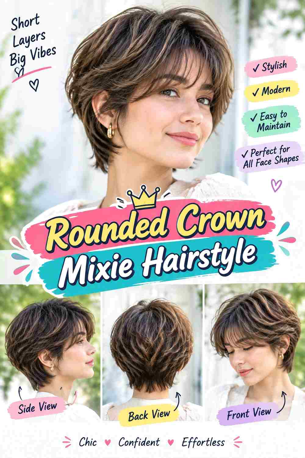 Rounded Crown Mixie Hairstyle