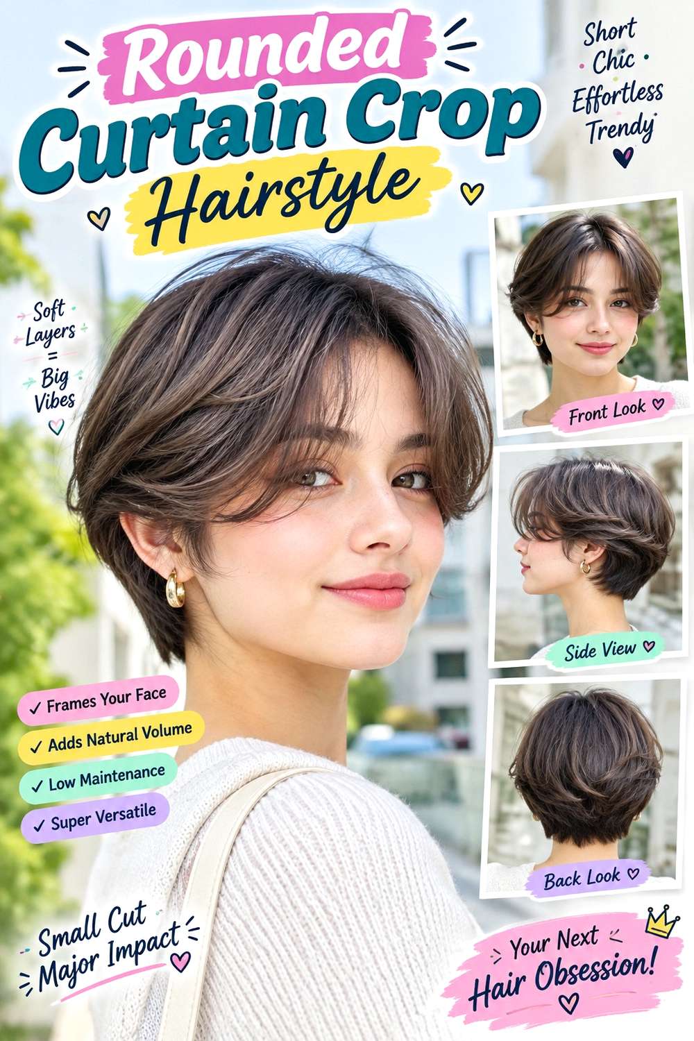 Rounded Curtain Crop Hairstyle