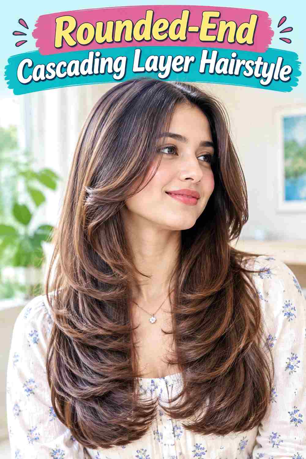 Rounded-End Cascading Layer Hairstyle