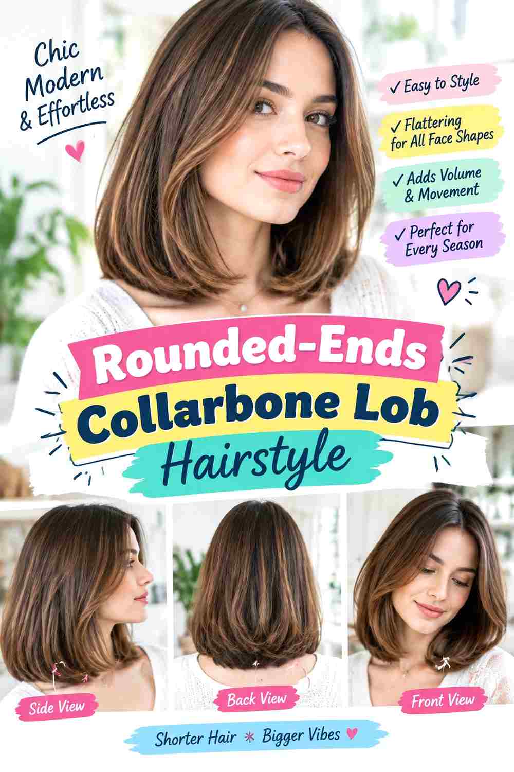 Rounded-Ends Collarbone Lob Hairstyle
