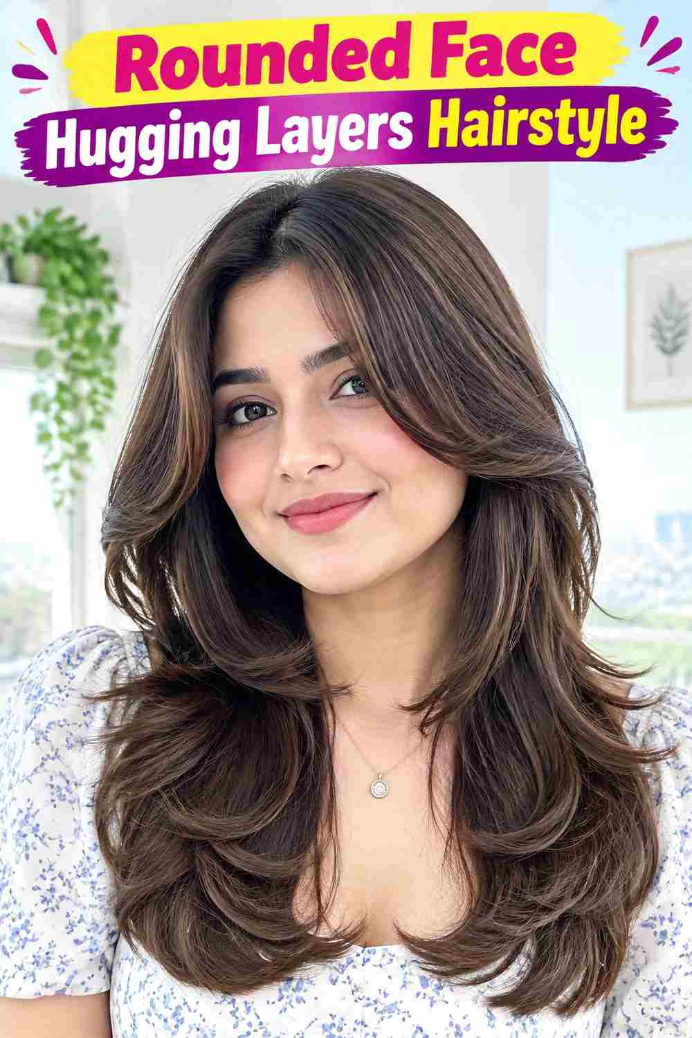 Rounded Face Hugging Layers Hairstyle