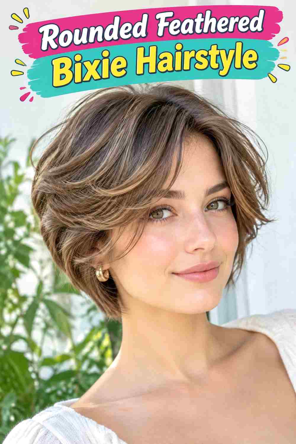 Rounded Feathered Bixie Hairstyle