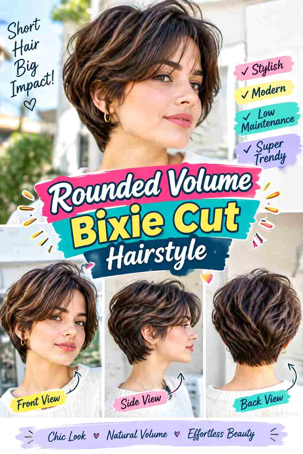 Rounded Volume Bixie Cut Hairstyle