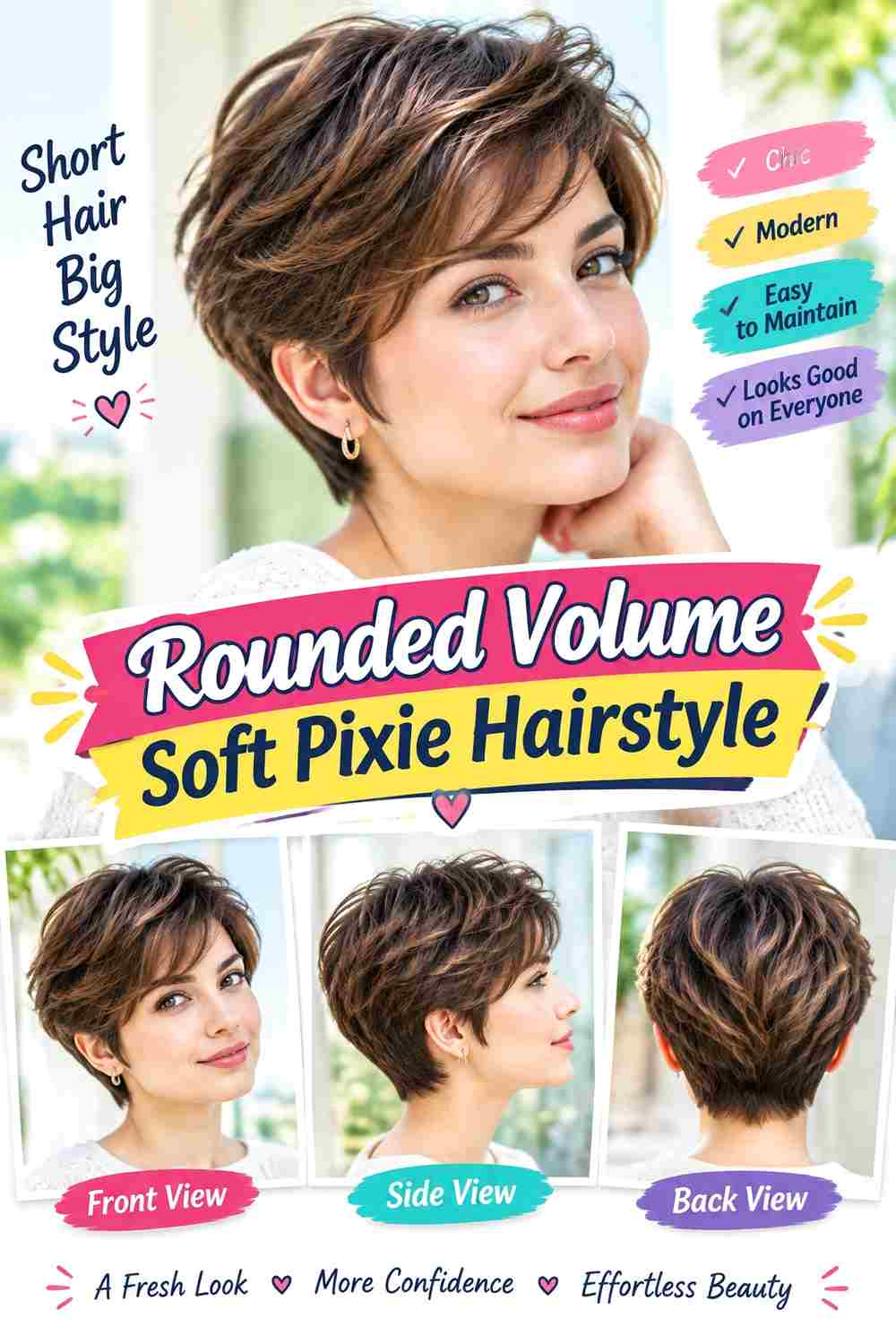 Rounded Volume Soft Pixie Hairstyle
