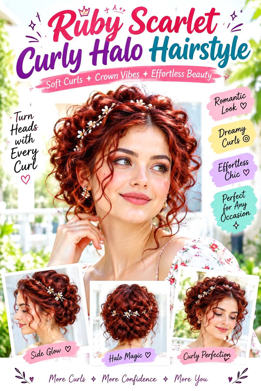 Ruby Scarlet Curly Halo Hairstyle