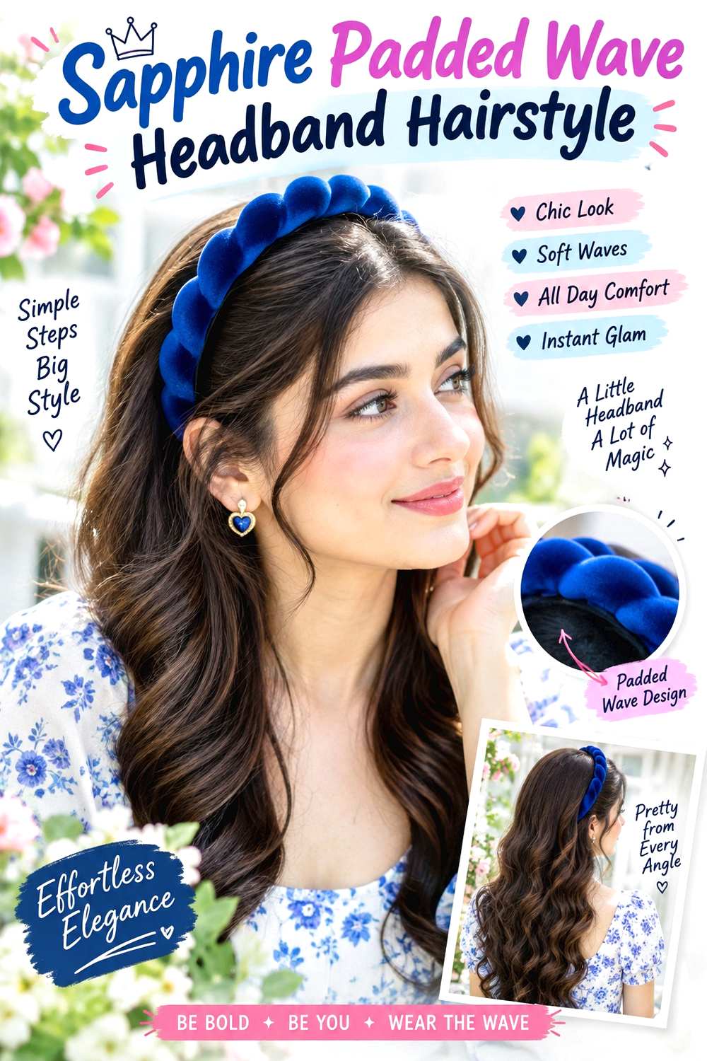 Sapphire Padded Wave Headband Hairstyle