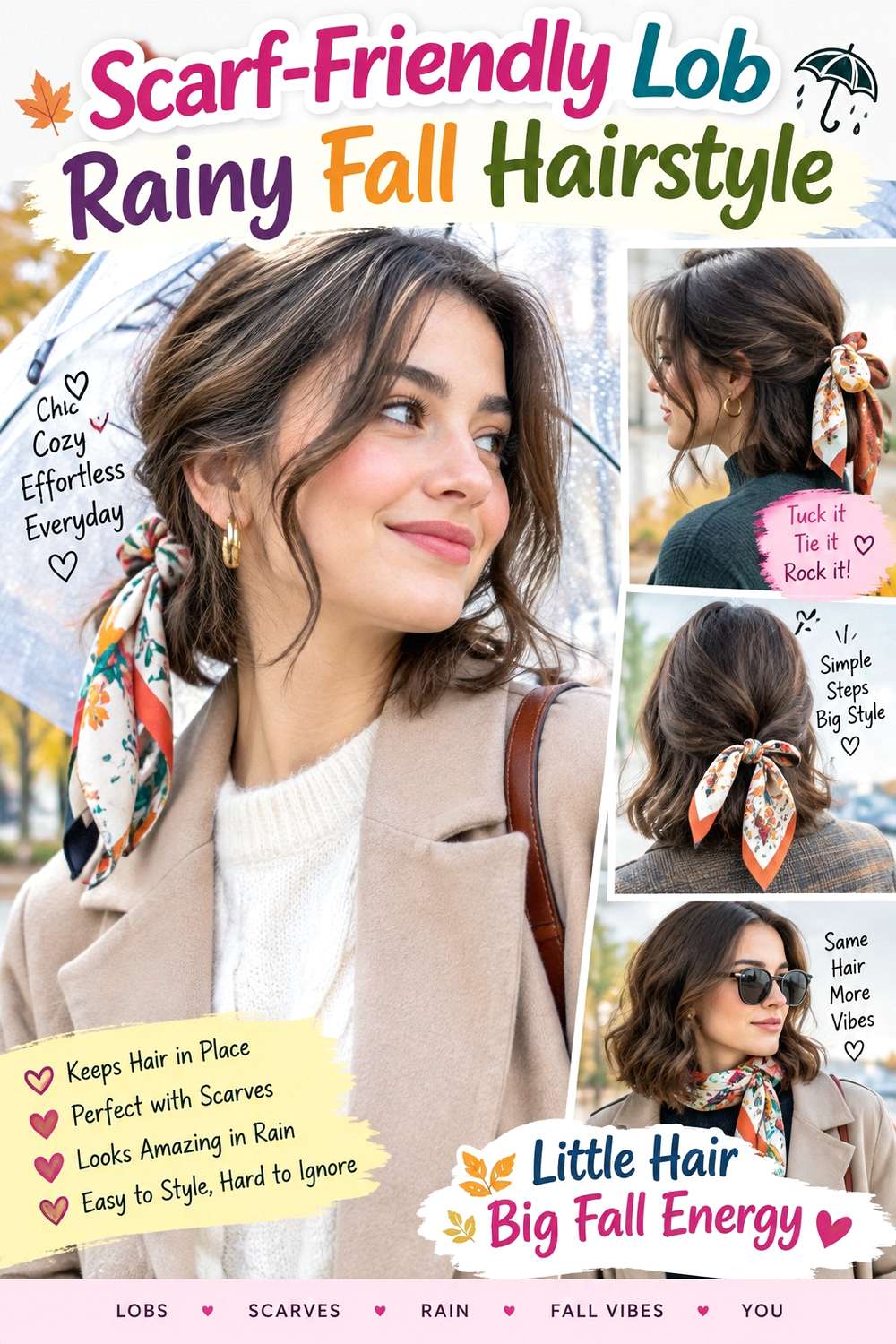 Scarf-Friendly Lob Rainy Fall Hairstyle