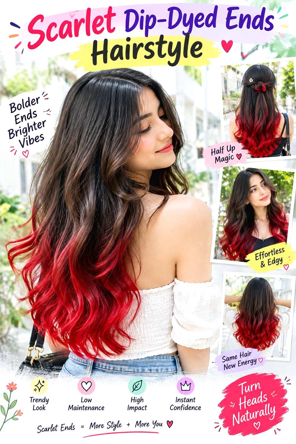 Scarlet Dip-Dyed Ends Hairstyle ()