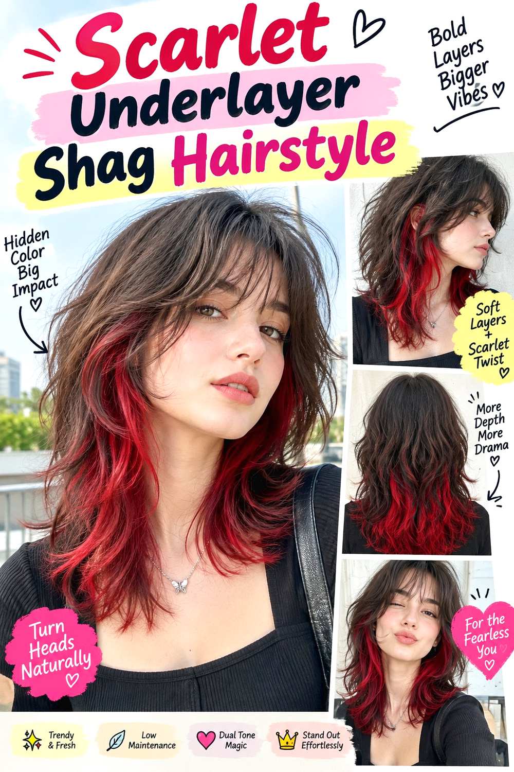 Scarlet Underlayer Shag Hairstyle