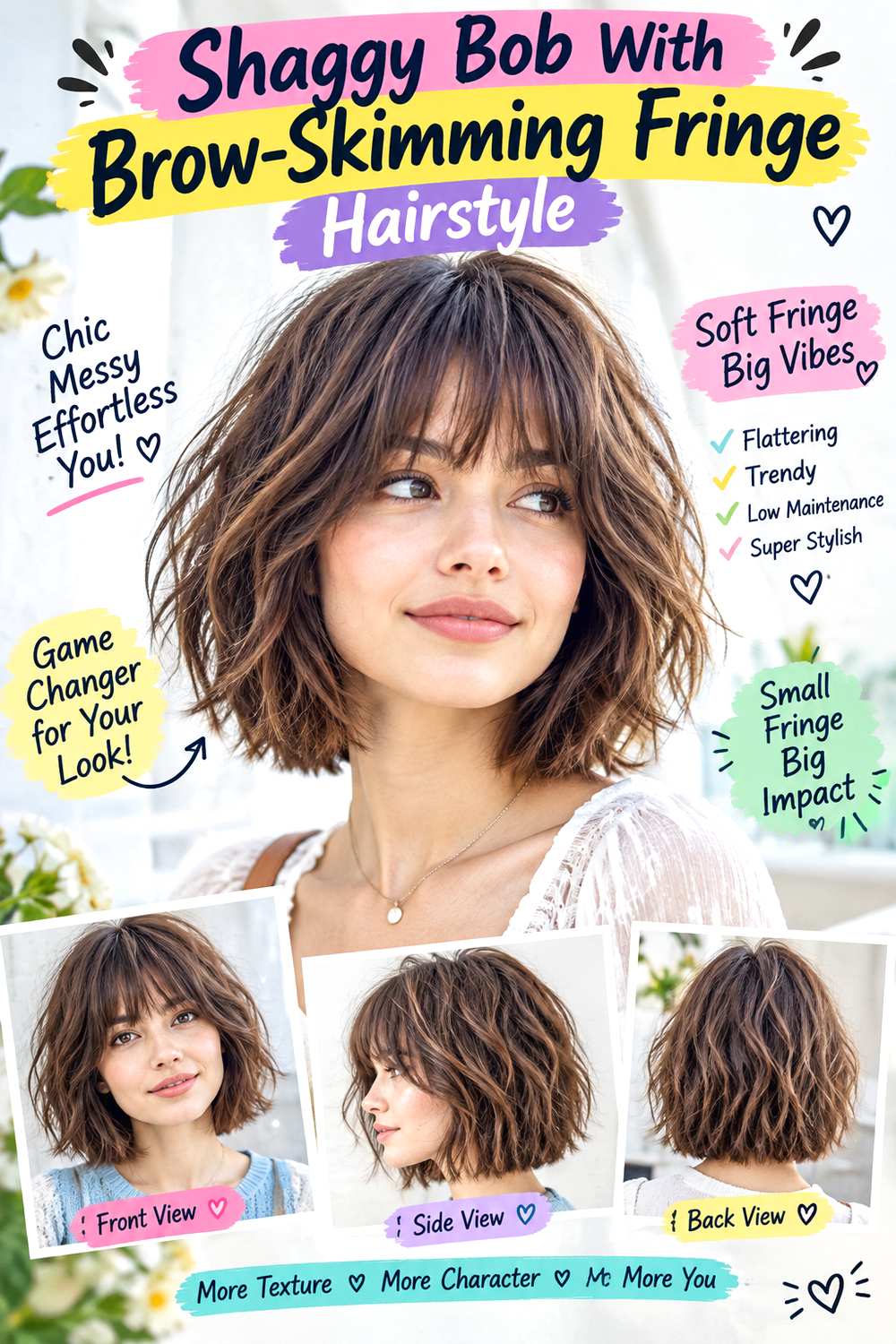 Shaggy Bob With Brow-Skimming Fringe Hairstyle