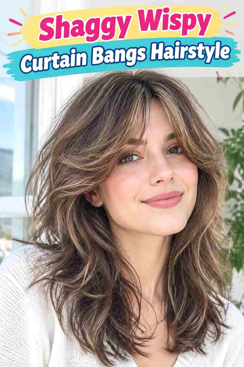 Shaggy Wispy Curtain Bangs Hairstyle