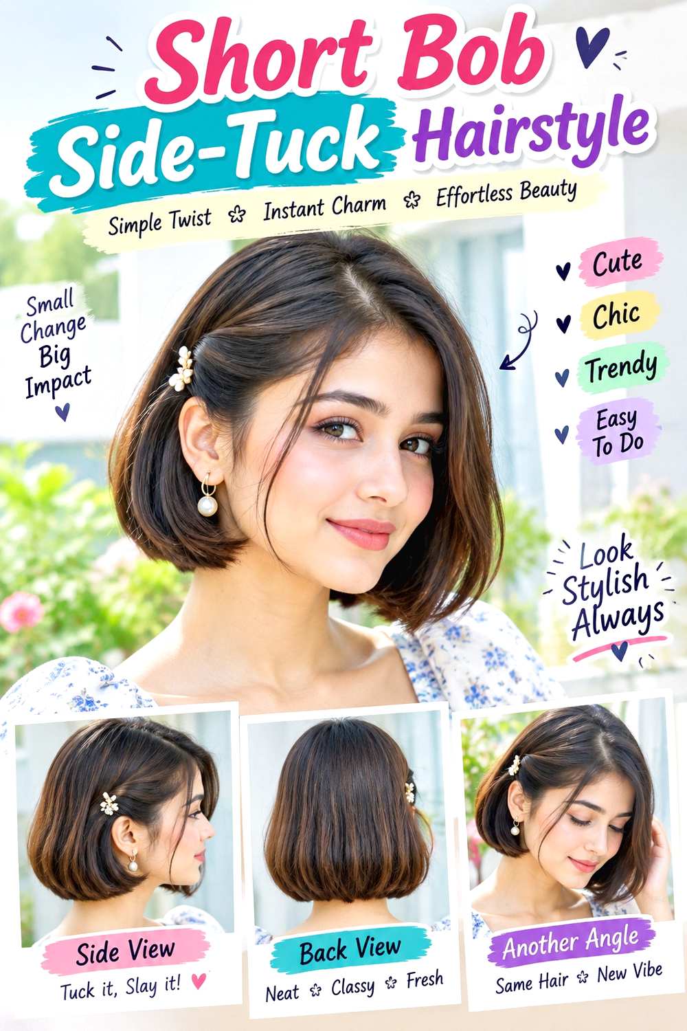 Short Bob Side-Tuck Hairstyle