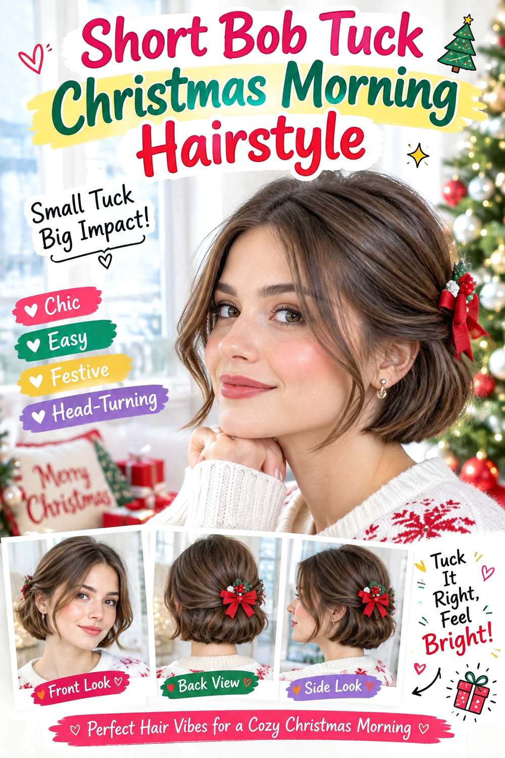 Short Bob Tuck Christmas Morning Hairstyle