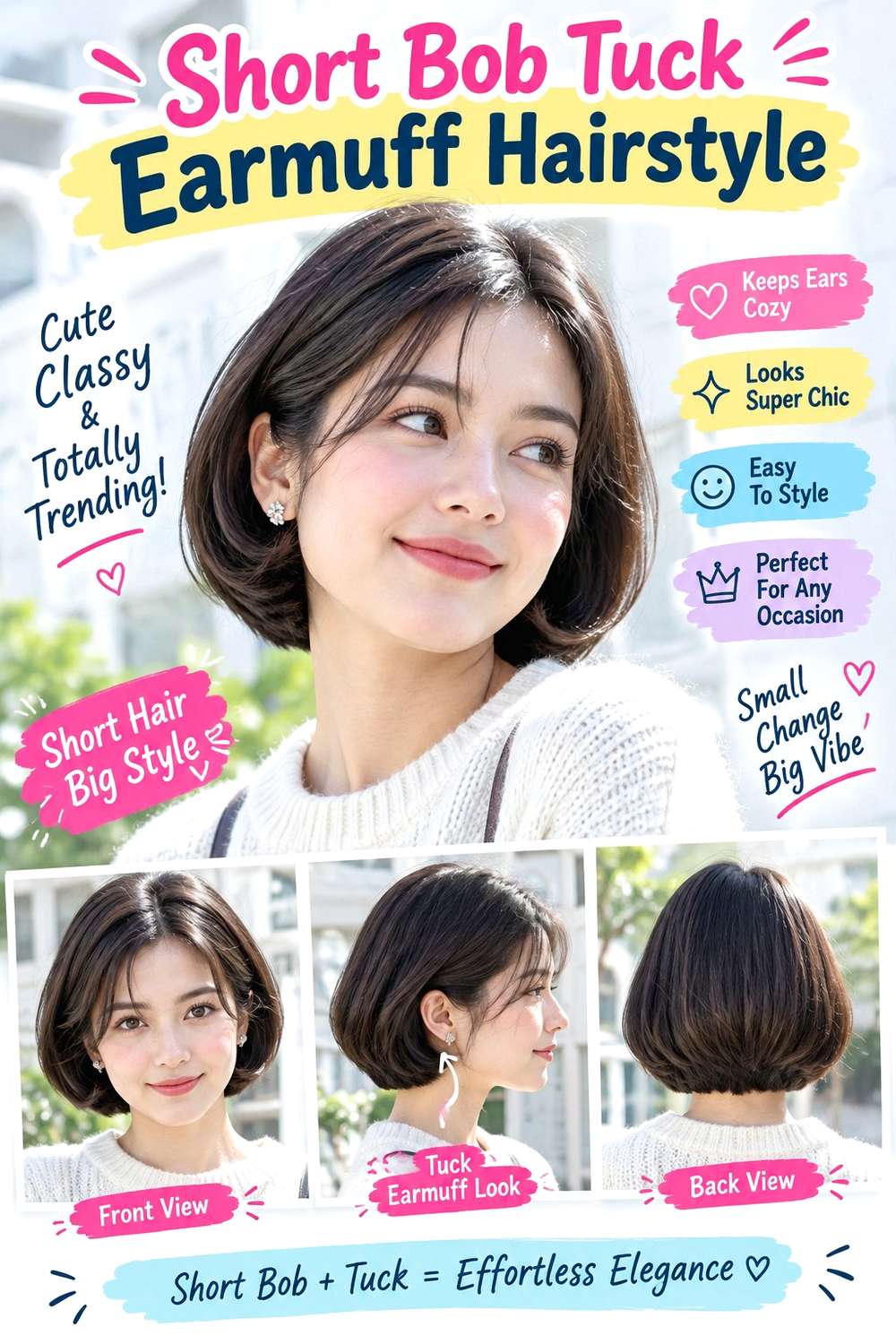 Short Bob Tuck Earmuff Hairstyle