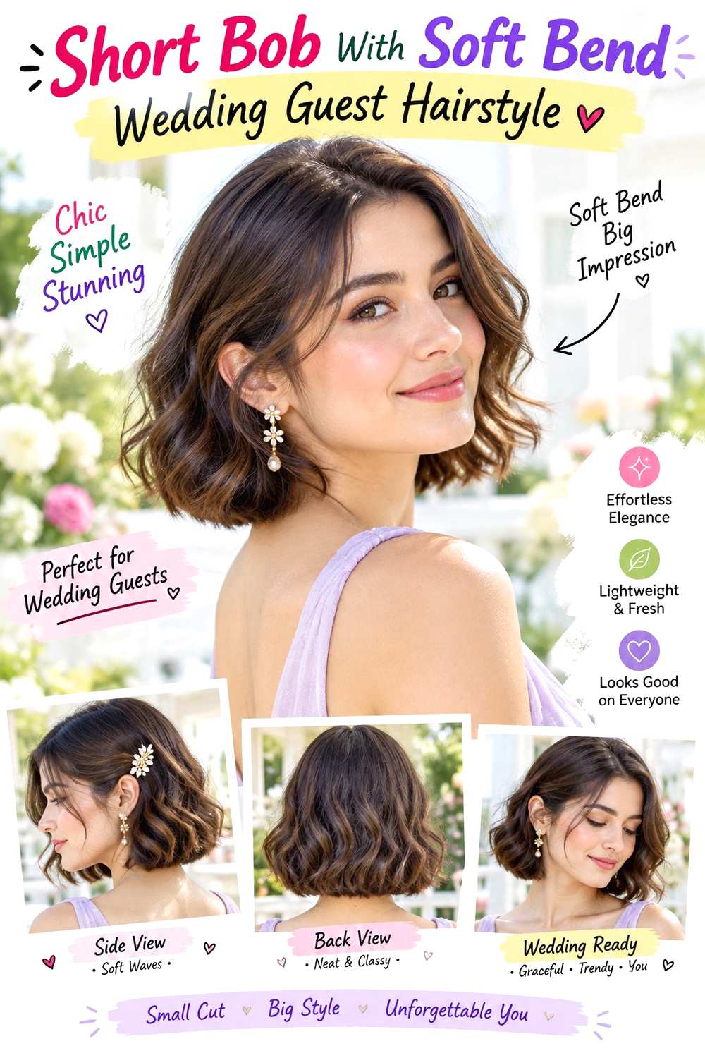 Short Bob With Soft Bend Wedding Guest Hairstyle