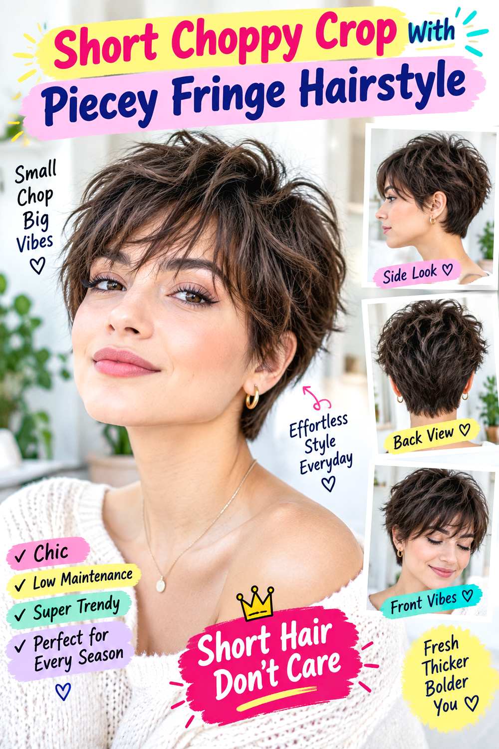 Short Choppy Crop With Piecey Fringe Hairstyle