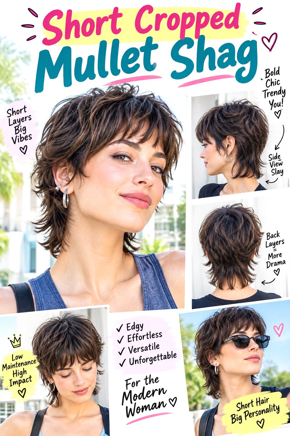 Short Cropped Mullet Shag Hairstyle