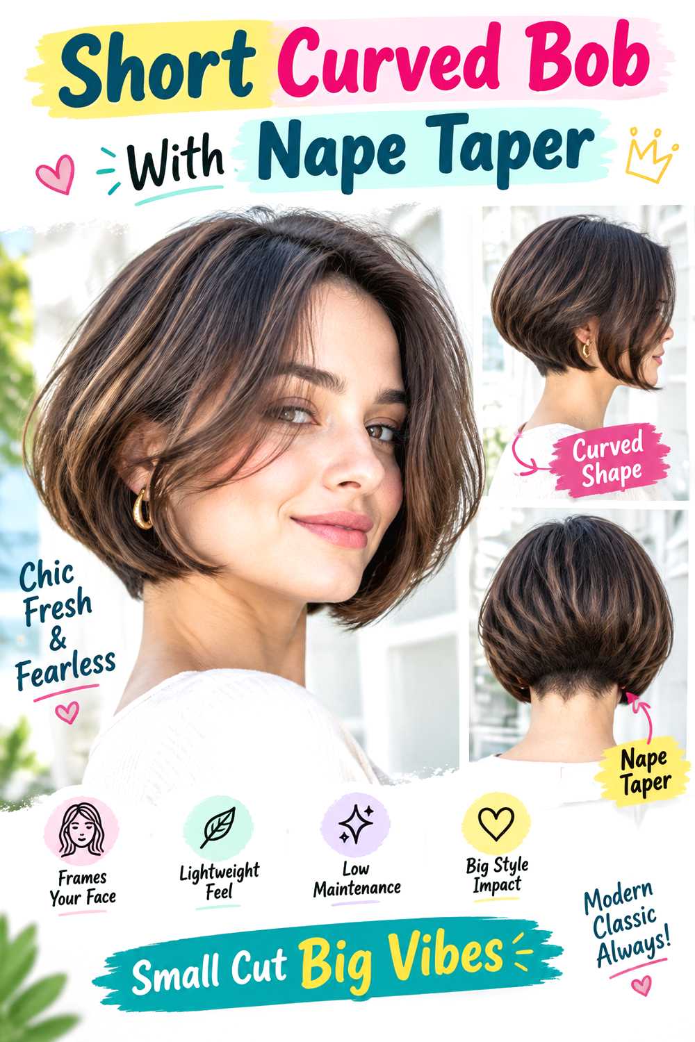 Short Curved Bob With Nape Taper