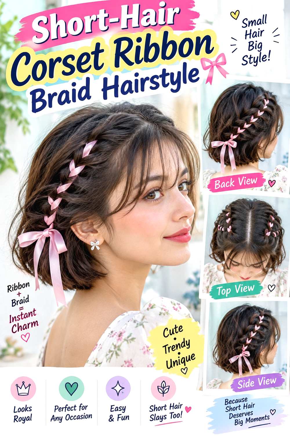 Short-Hair Corset Ribbon Braid Hairstyle