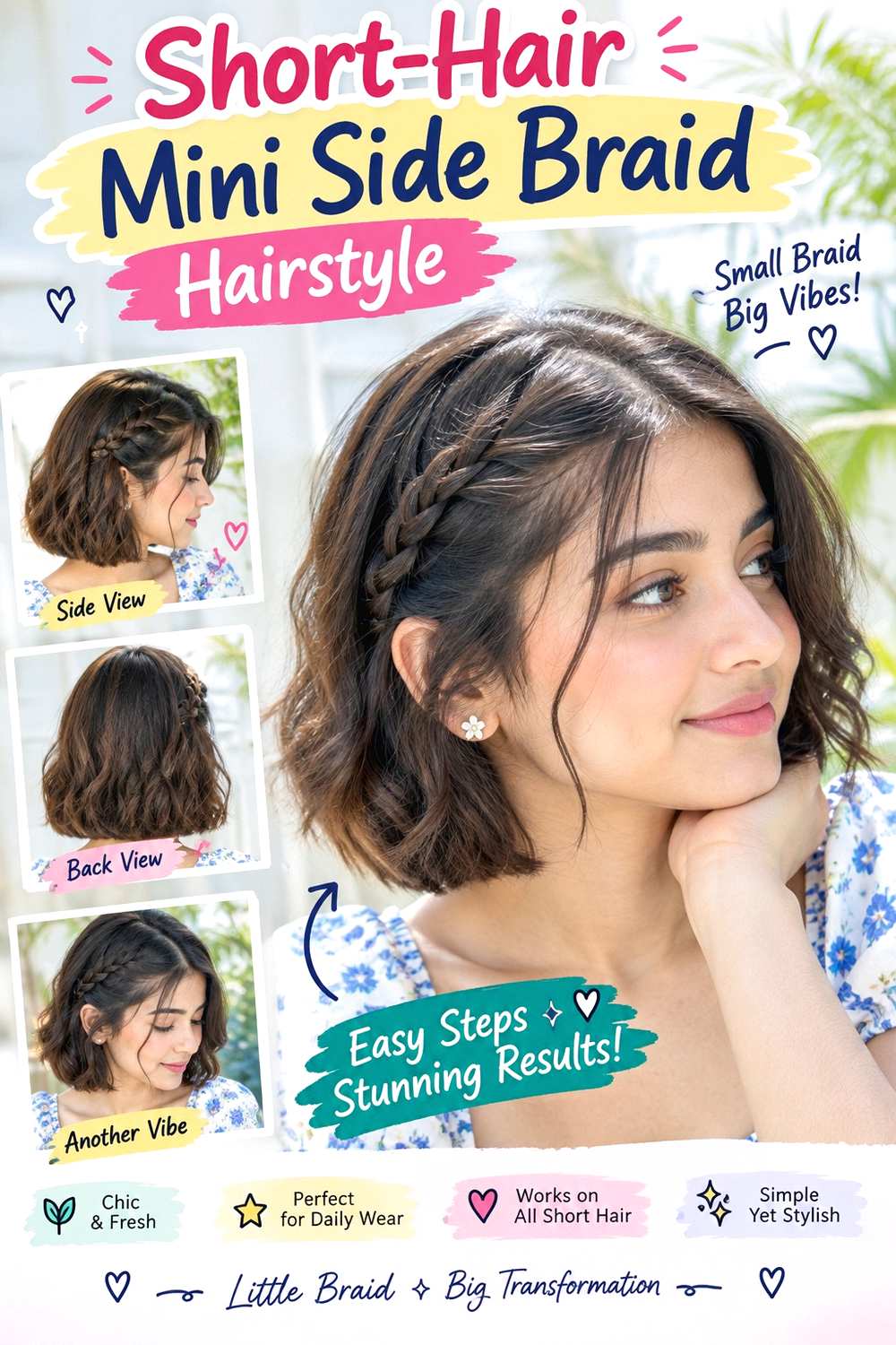 Short-Hair Mini Side Braid Hairstyle