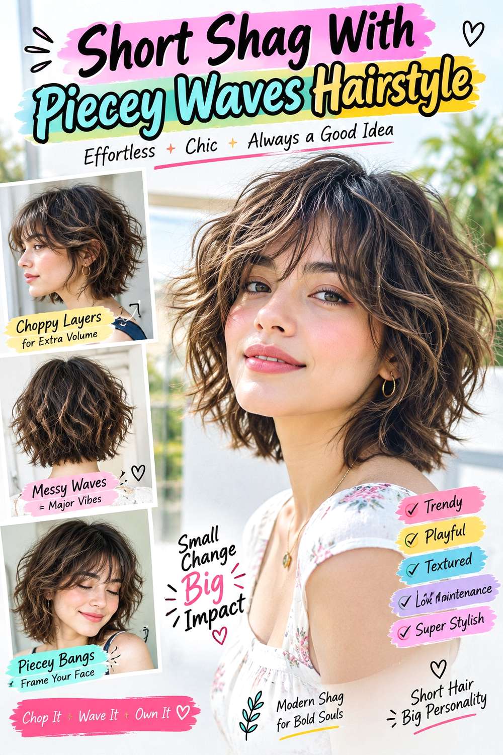 Short Shag With Piecey Waves Hairstyle