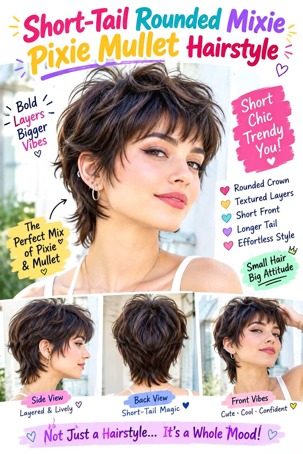 Short-Tail Rounded Mixie Pixie Mullet Hairstyle