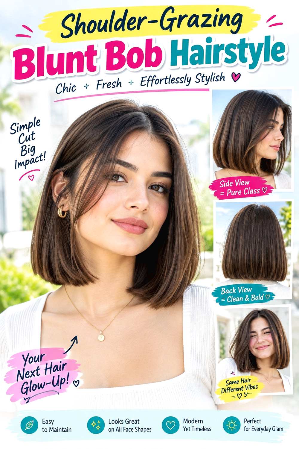 Shoulder-Grazing Blunt Bob Hairstyle