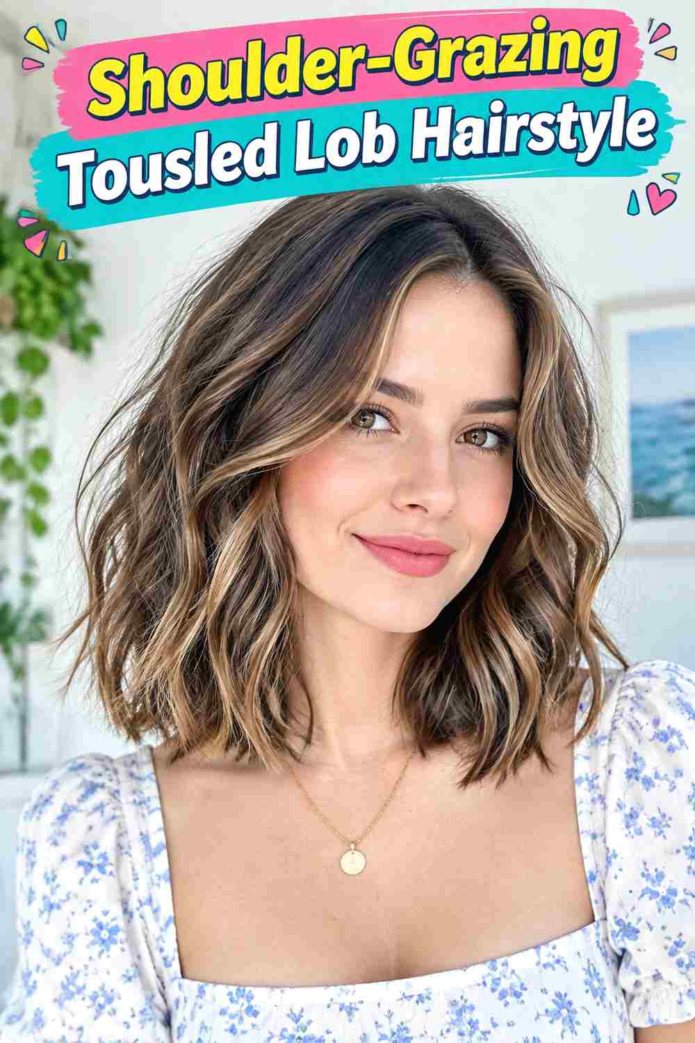Shoulder-Grazing Tousled Lob Hairstyle