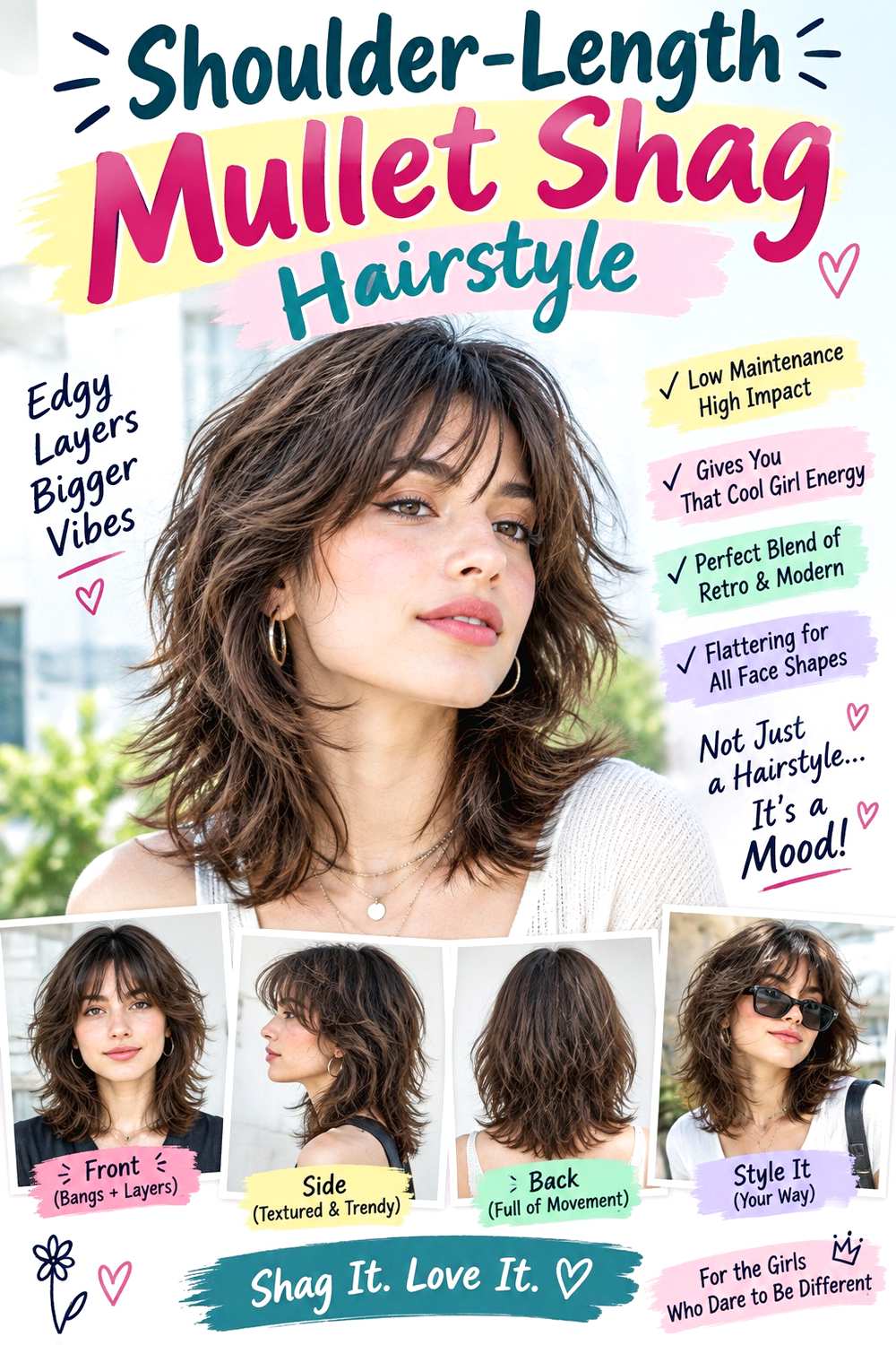 Shoulder-Length Mullet Shag Hairstyle
