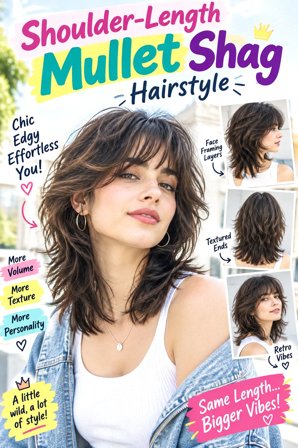 Shoulder-Length Mullet Shag Hairstyle