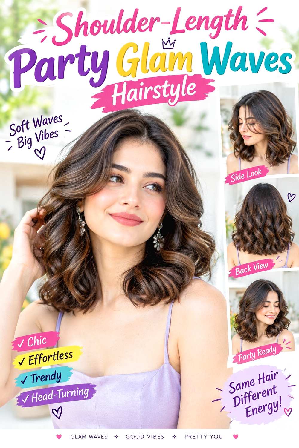 Shoulder-Length Party Glam Waves Hairstyle