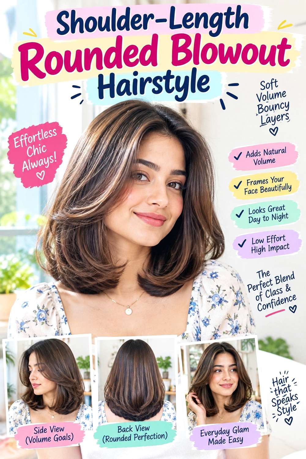 Shoulder-Length Rounded Blowout Hairstyle ()