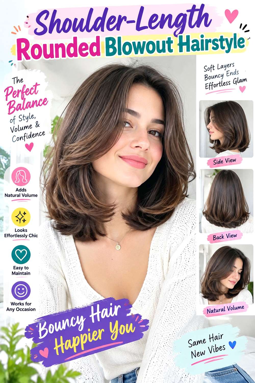 Shoulder-Length Rounded Blowout Hairstyle