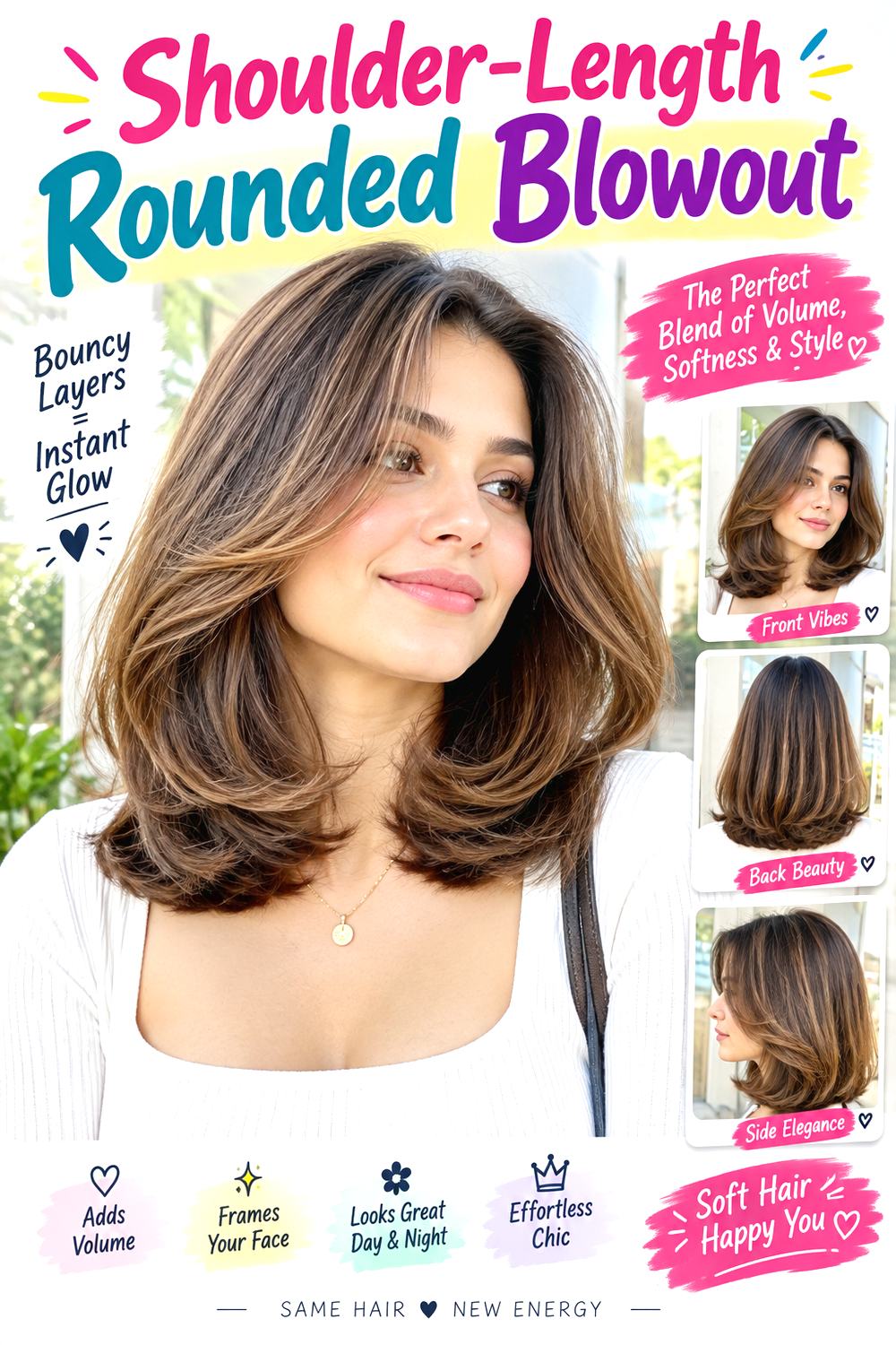 Shoulder-Length Rounded Blowout