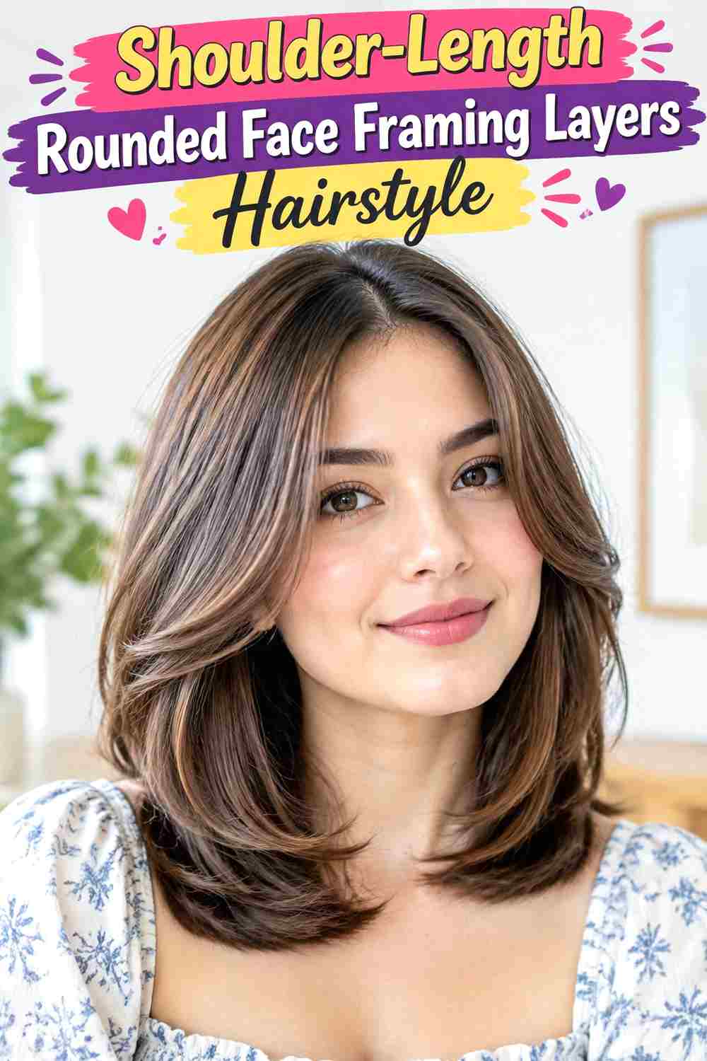 Shoulder-Length Rounded Face Framing Layers Hairstyle
