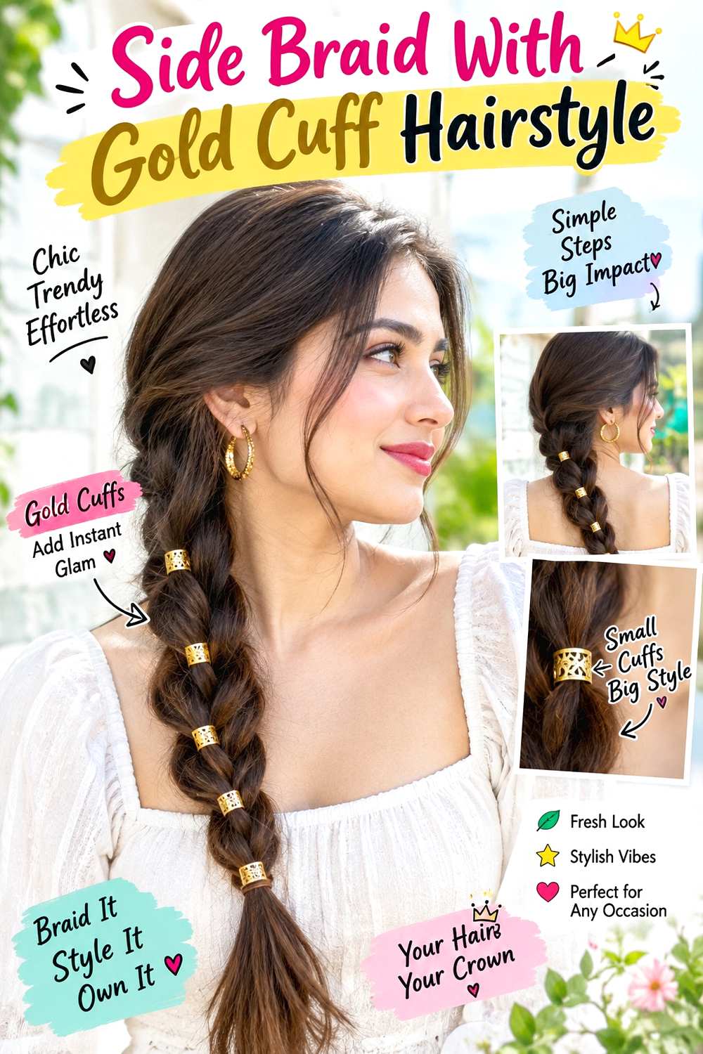 Side Braid With Gold Cuff Hairstyle