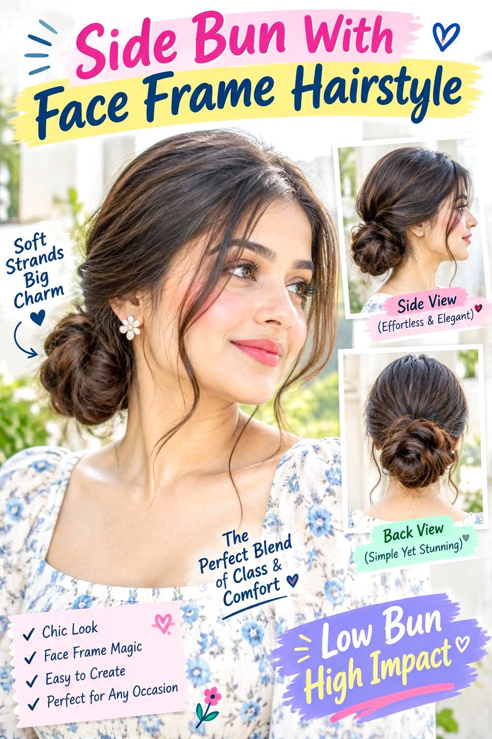 Side Bun With Face Frame Hairstyle