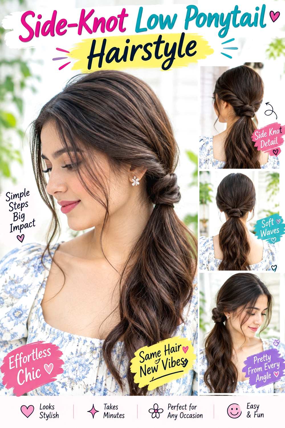 Side-Knot Low Ponytail Hairstyle