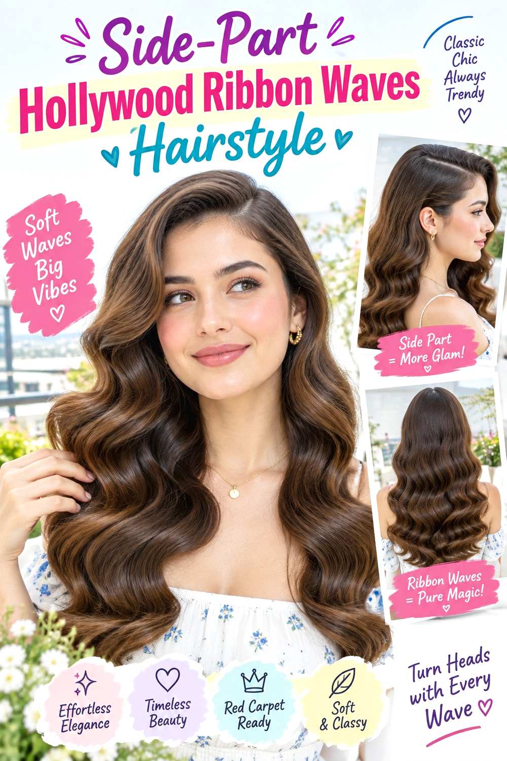 Side-Part Hollywood Ribbon Waves Hairstyle
