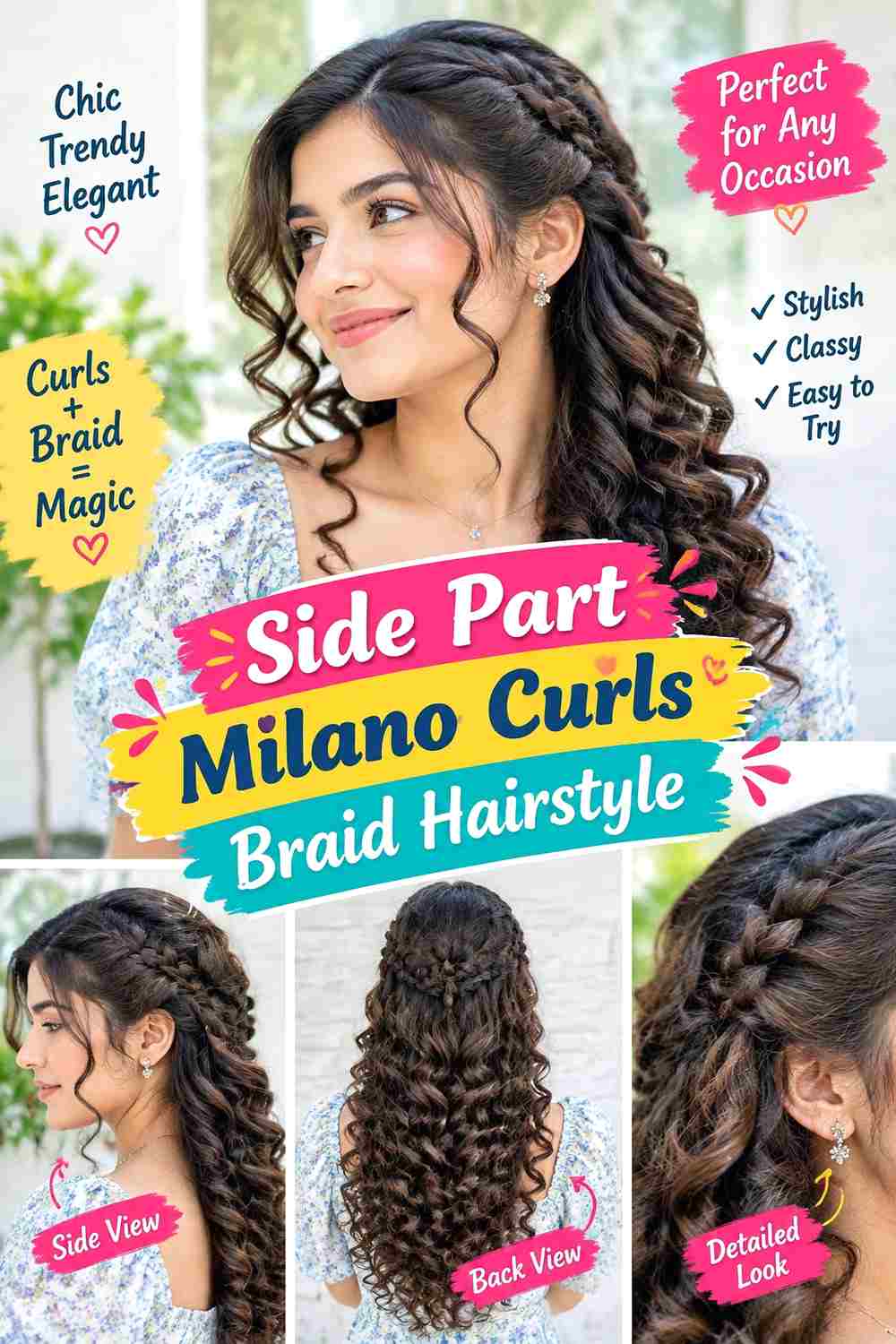 Side Part Milano Curls Braid Hairstyle