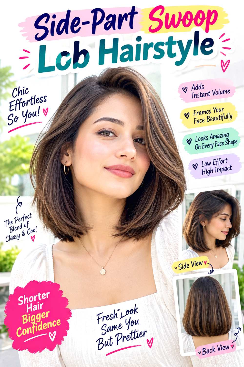 Side-Part Swoop Lob Hairstyle